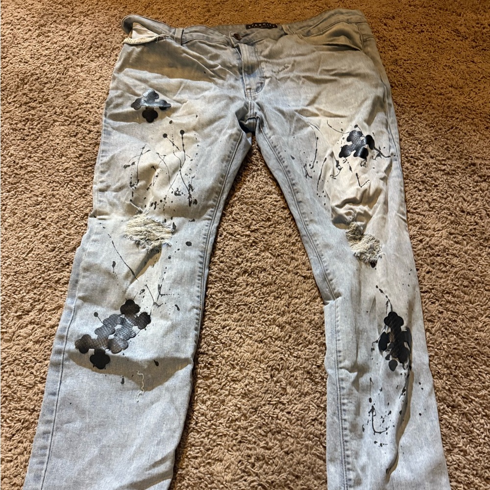 Eternity BC/AD Distressed Paint Splatter Jeans